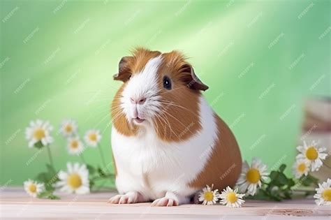 Premium Photo | Beautiful brown and white guinea pig eating grass on a ...