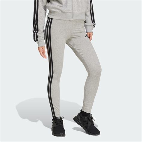 adidas Essentials 3-Stripes Cotton Leggings - Grey | adidas India