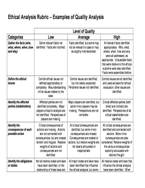 Fillable Online inside mines Ethical Analysis Rubric Examples of ...