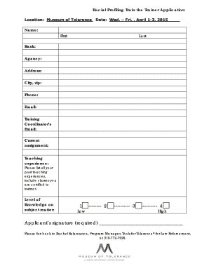 Fillable Online RE Application for the Racial Profiling Train the ...