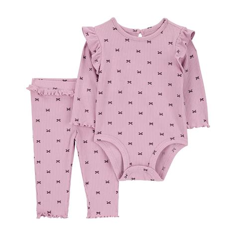 Baby Girl Carter's 2-Piece Bow Print Bodysuit Pant Set
