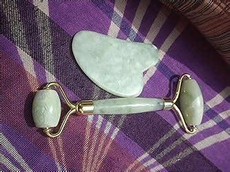Zureni Natural Jade Face Manual Massager Roller & Green Jade Gua Sha ...