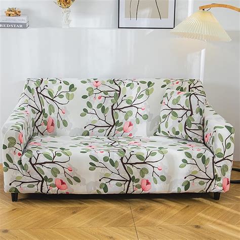 Polyester Spandex Printed Sofa Cover (Leaf Pink Flower) – House of quirk
