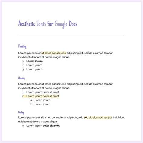 Aesthetic Fonts on Google Docs
