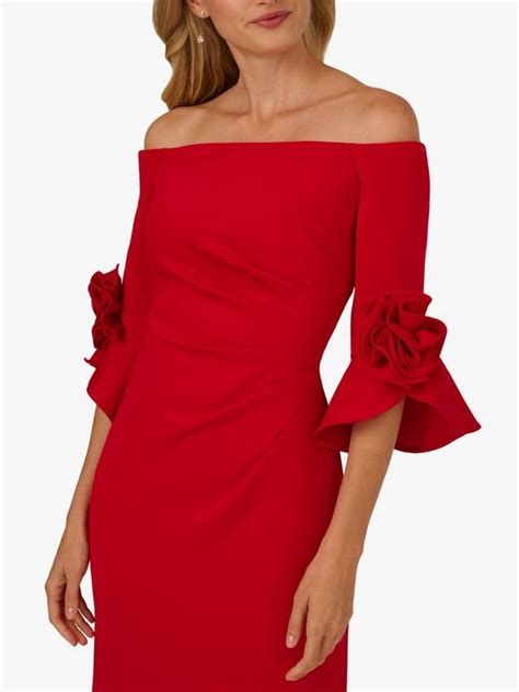 Adrianna Papell Rosette Scuba Crepe Dress, Super Red
