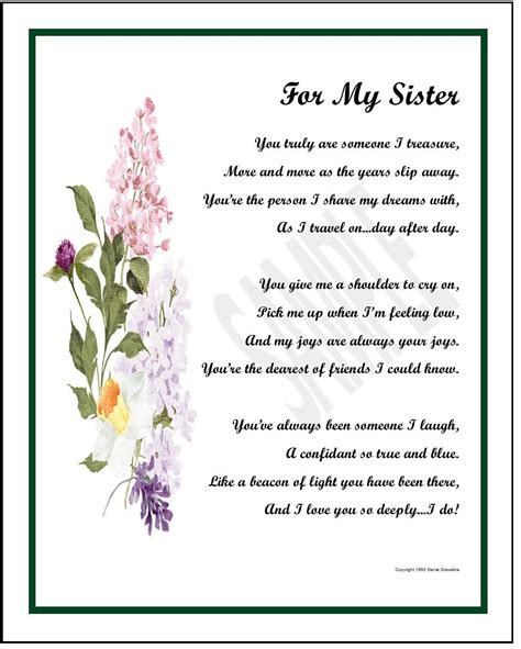 Sister Birthday Gift, DIGITAL DOWNLOAD, Sister Poem, Sister Present ...