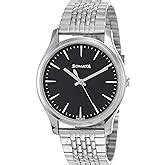 Sonata Classic Quartz Analog Black Dial Silver Stainless Steel Strap ...