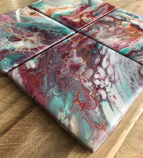 Coasters Square Coasters Square Tile Fluid Art Coasters - Etsy India