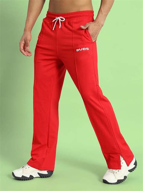 ZION SIDE SLIT COTTON JOGGERS RED | Buy Online at Wearduds India