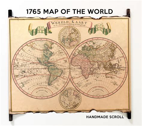 1765 Map of the World, Old World Map, Vintage Double Hemisphere World ...