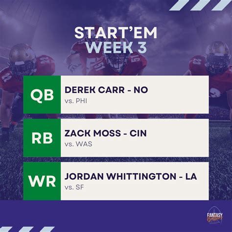 Start & Sit, Week 3 - by MajorMilou - FantasyBallers 🇫🇷