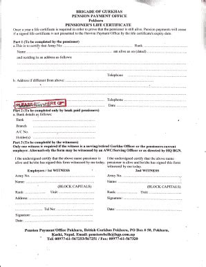 NP Pensioners Life Certificate - Pokhara - Blank Fillable Template ...