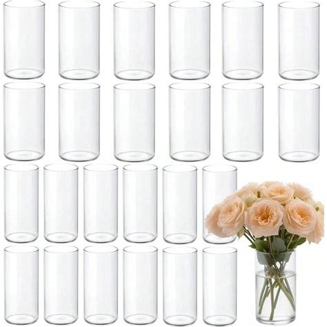 24 Pack Glass Vases 6 Inch Tall Small Clear Glass Cylinder Vases For ...