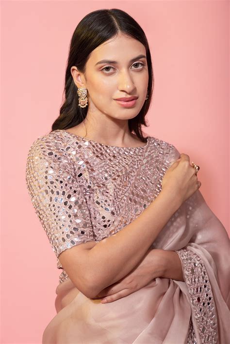 Buy Anne Pink Satin Organza Silk Saree Online | Rouje Offical