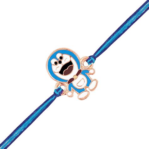 Mahi Rose Gold Plated Cartoon Rakhi for Kids with Meena Work Enameled ...