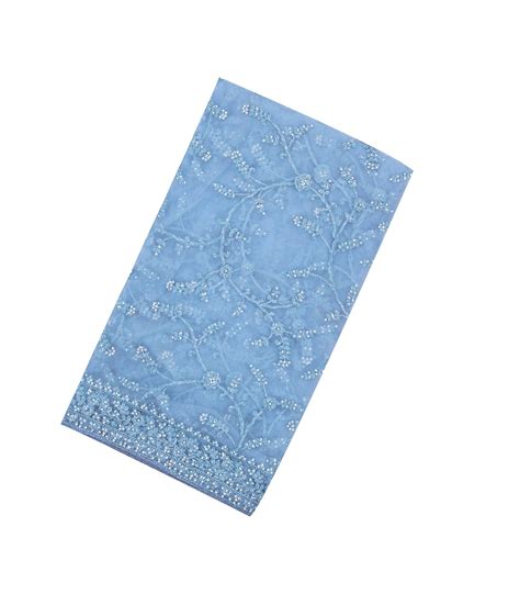 Light Blue Woven Blended Supernet Saree With Embroidered Floral Motifs ...