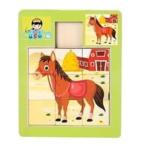 LALA BABY STORE Wooden Sliding Puzzle Board | Animal Themed Toy ...