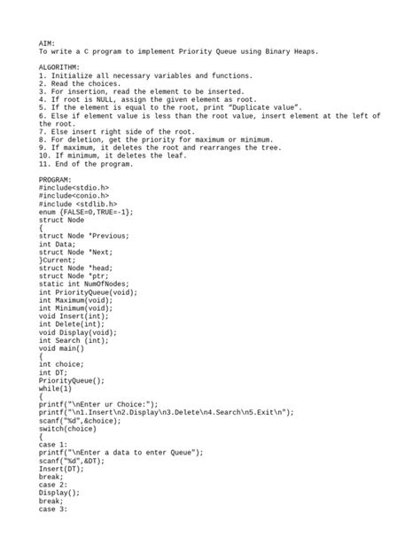 Image result for Priority Queue Using Heap in C Programming Code