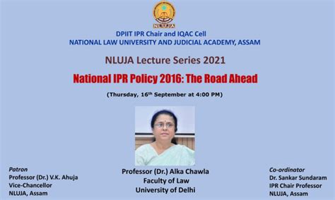 Webinar, National IPR Policy 2016, National Law University and Judicial ...