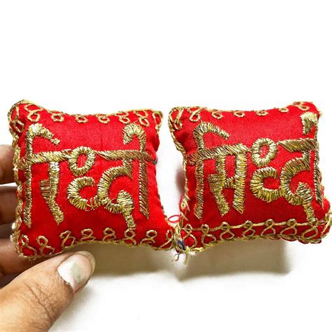 Red Color Riddhi Siddhi Pair Cushions – Adikala - Craft Store