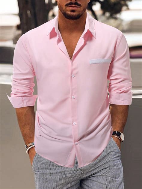 Manfinity Homme Men's Pink Long Sleeved Shirt | SHEIN USA