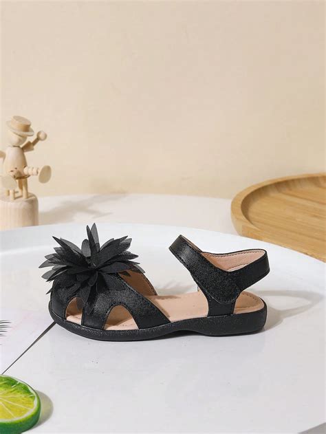 Black Fabric Flower Adorned Sandals – NINOBELLO