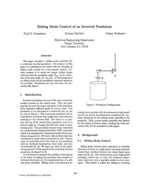 Image result for Sliding Mode Control Inverted Pendulum
