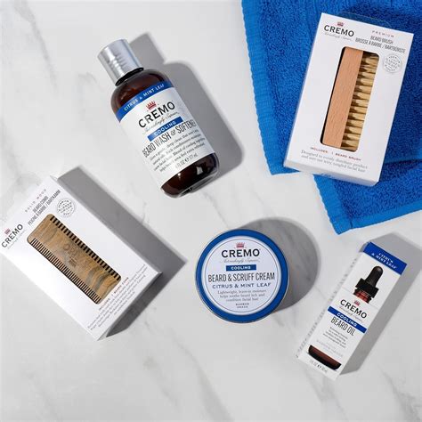 CREMO Beard Care Gift Set for Men - Shampoo, Oil, Cream, Comb & Brush ...
