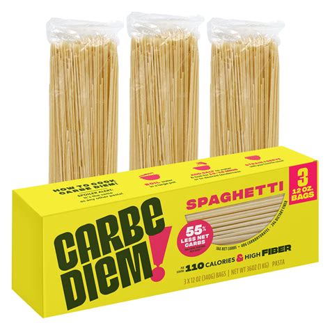 Snapklik.com : CARBE DIEM Spaghetti, 3x 12oz Lower Net Carb Pasta Bags