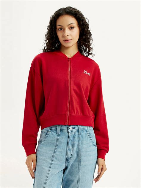 Women's Brand Logo Red Collar Neck Sweatshirt – Levis India Store