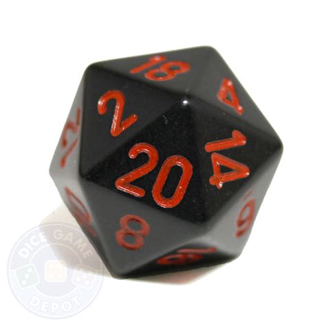 20-Sided Opaque Dice (d20) - Black with Red Numbers - Dice Game Depot