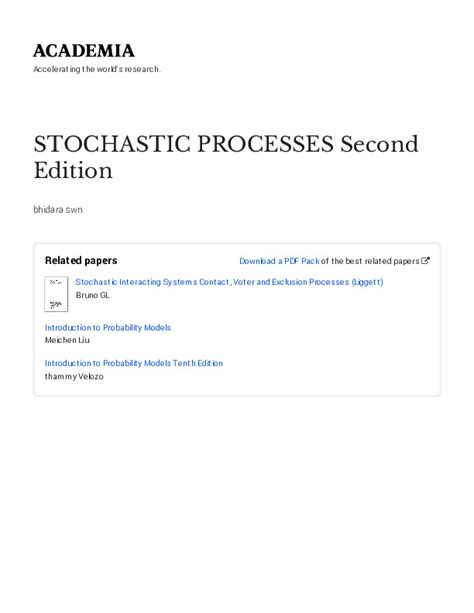 Image result for A Second Course in Stochastic Processes