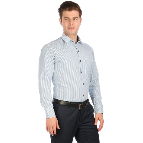 Buy DONEAR NXG Blue Coloured Striped Formal Shirt at Amazon.in