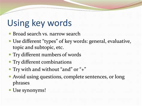 Using Key Words in Research 的图像结果