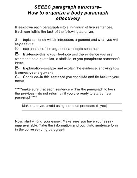 Image result for Txxxc Paragraph Structure Example