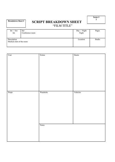 Image result for Script Breakdown Sheet