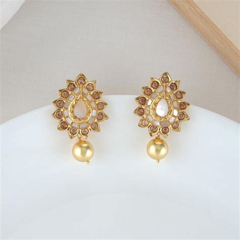 Gold Plated Silver Drop Earrings | Stylish Gold Plated Silver Studs ...