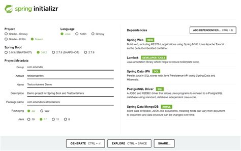 Spring Boot Initializer 的图像结果