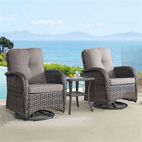 Amazon.com: HUMMUH Outdoor Swivel Chairs,3 Pieces Patio Furniture Set ...