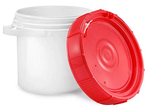Screw Top Pail - 3.5 Gallon, Red Lid S-15636R - ULINE