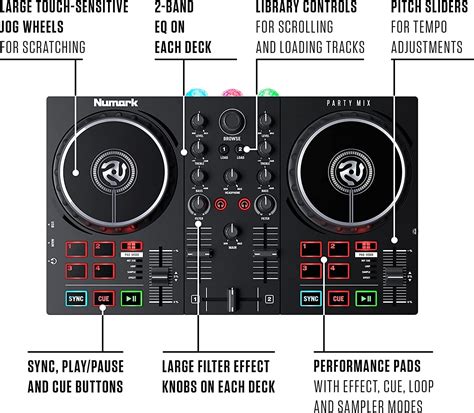 Buy YH Numark Party Mix II - DJ Controller with Party Lights, DJ Set ...