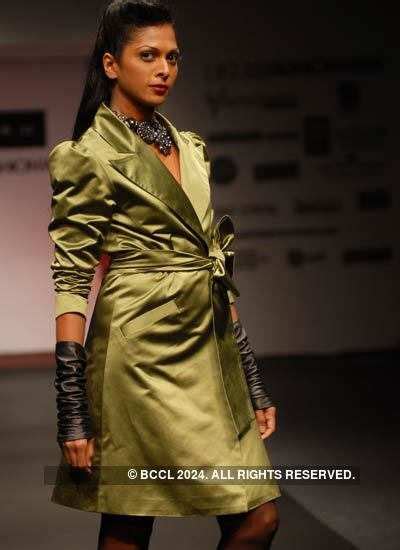 A model presents a creation by designer Atsu during Day 4 of Delhi ...
