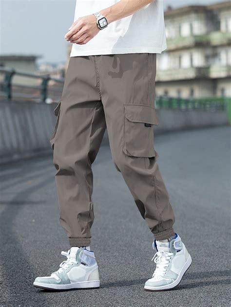 Hombres Pantalones cargo de cintura con cordón | Pantalones estilo ...