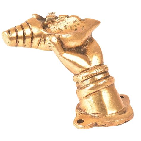 Brass Rare Hand Pull With A Shell Conch