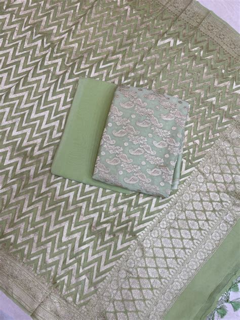 Pure Khaddi Georgette Banarasi Dress material | The Handlooms