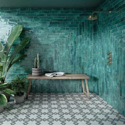 Green Bathroom Floor Tiles