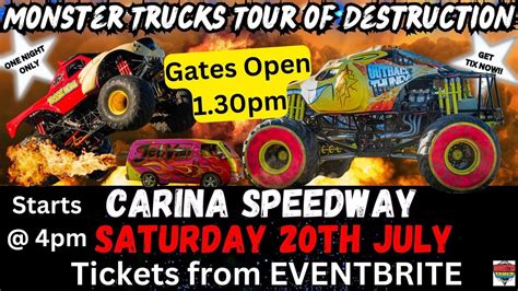 Monster Trucks Tour of Destruction Carina Speedway, Autobarn Carina ...