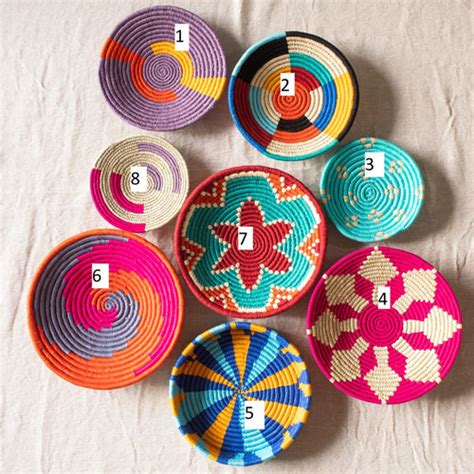 Multi color Set (Combo E) of Handwoven Sabai Grass Wall Baskets - Wall ...