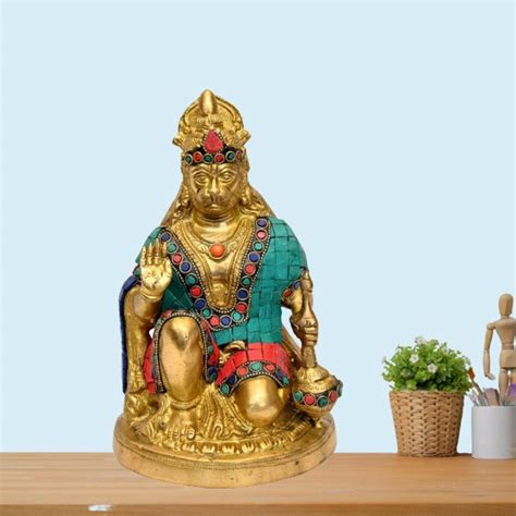 Brass Sankat Mochan Hanuman (H 14 Inches, Weight 10 Kg) - Punam Metalcrafts