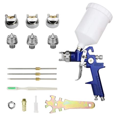 HVLP Spray Gun with Replaceable 1.4mm 1.7mm 2.0mm Nozzles Needle Cap Automotive Air Paint ...